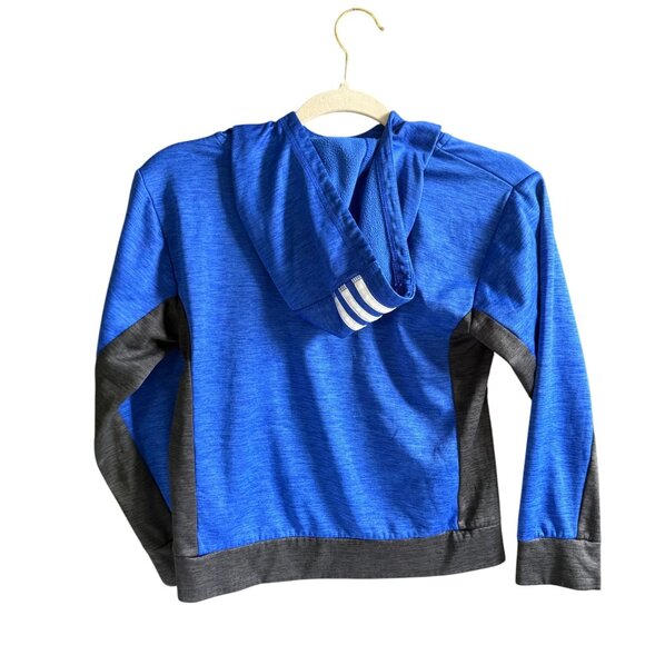 Adidas Colorblock Melange Pullover Hoodie Big Boys Small (8) Heather Blue - Picture 5 of 7